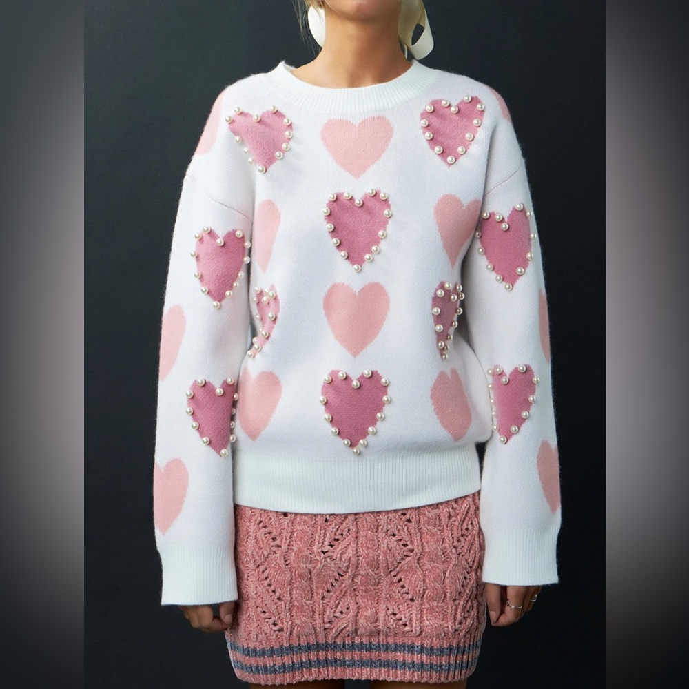 English Factory Heart Pearl Sweater